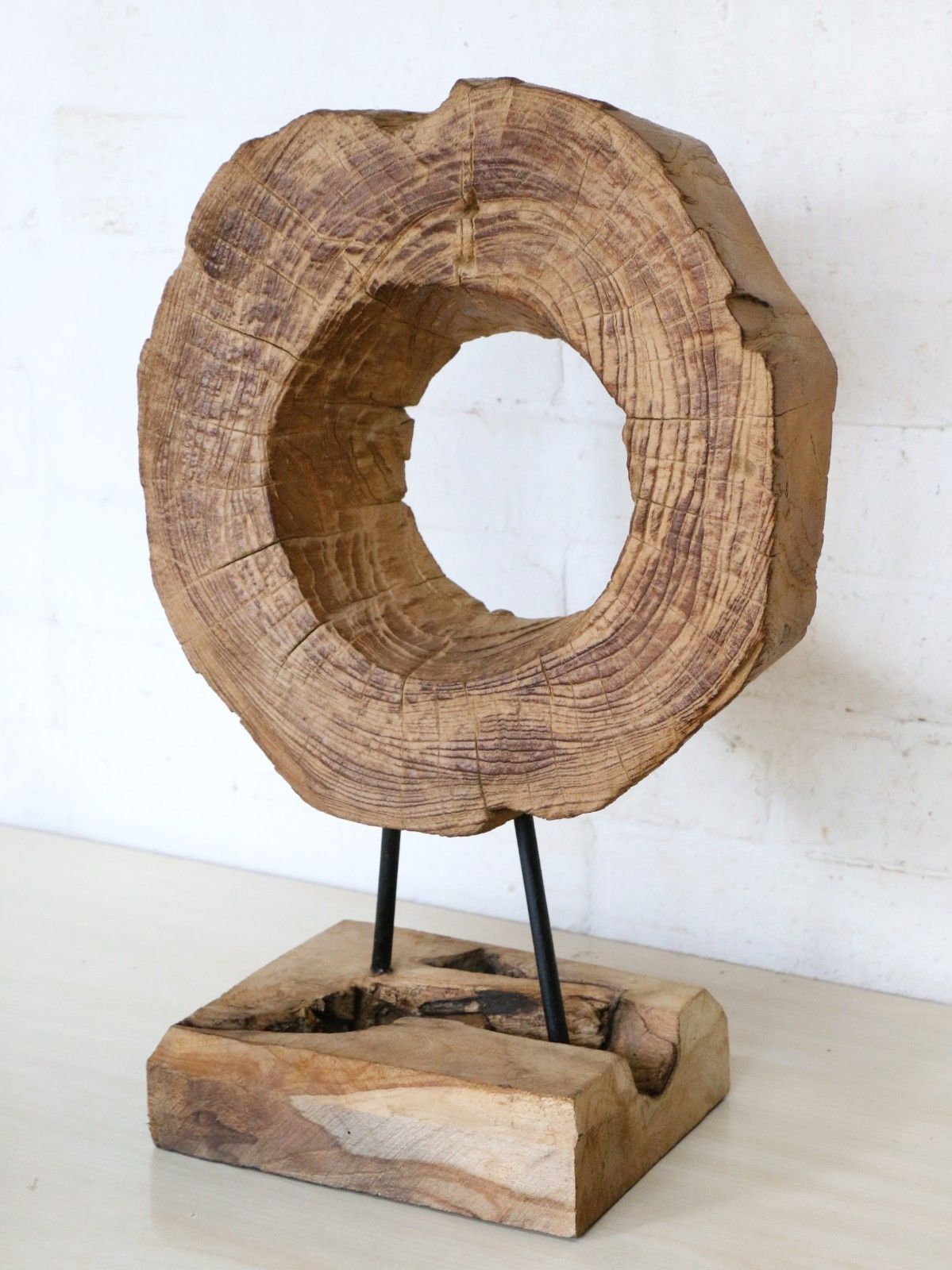 A Natural Wood Sculpture Salvaged Se Asian Wooden Section Antique Dried Mounted