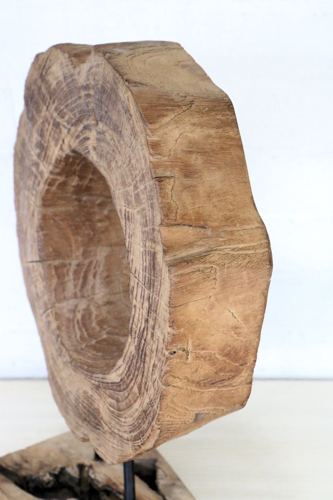 A Natural Wood Sculpture Salvaged Se Asian Wooden Section Antique Dried Mounted photo vintage