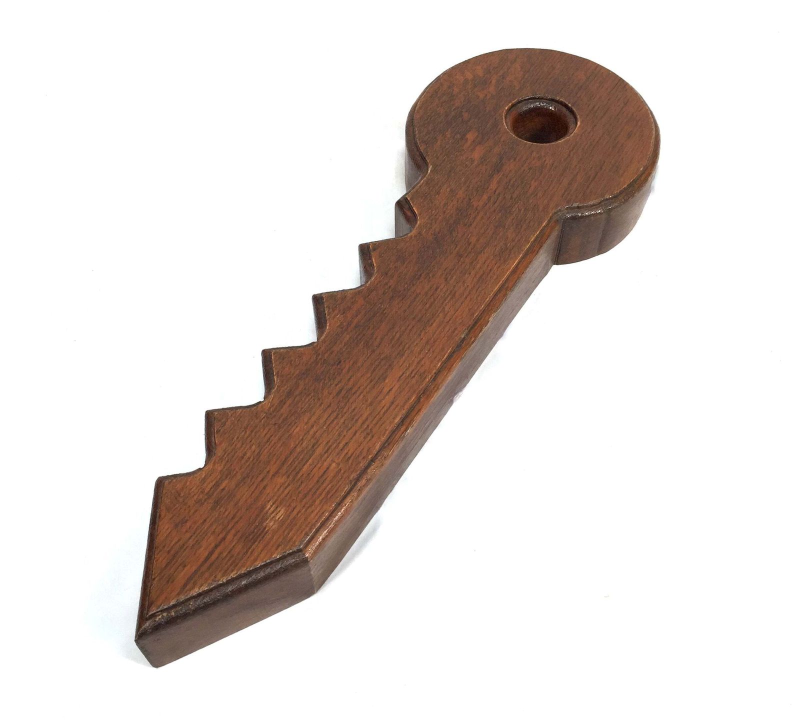 Antique Hand Carved Wooden Oak Key Sign Vintage Home Decor / Mid 20th Century photo 89.0