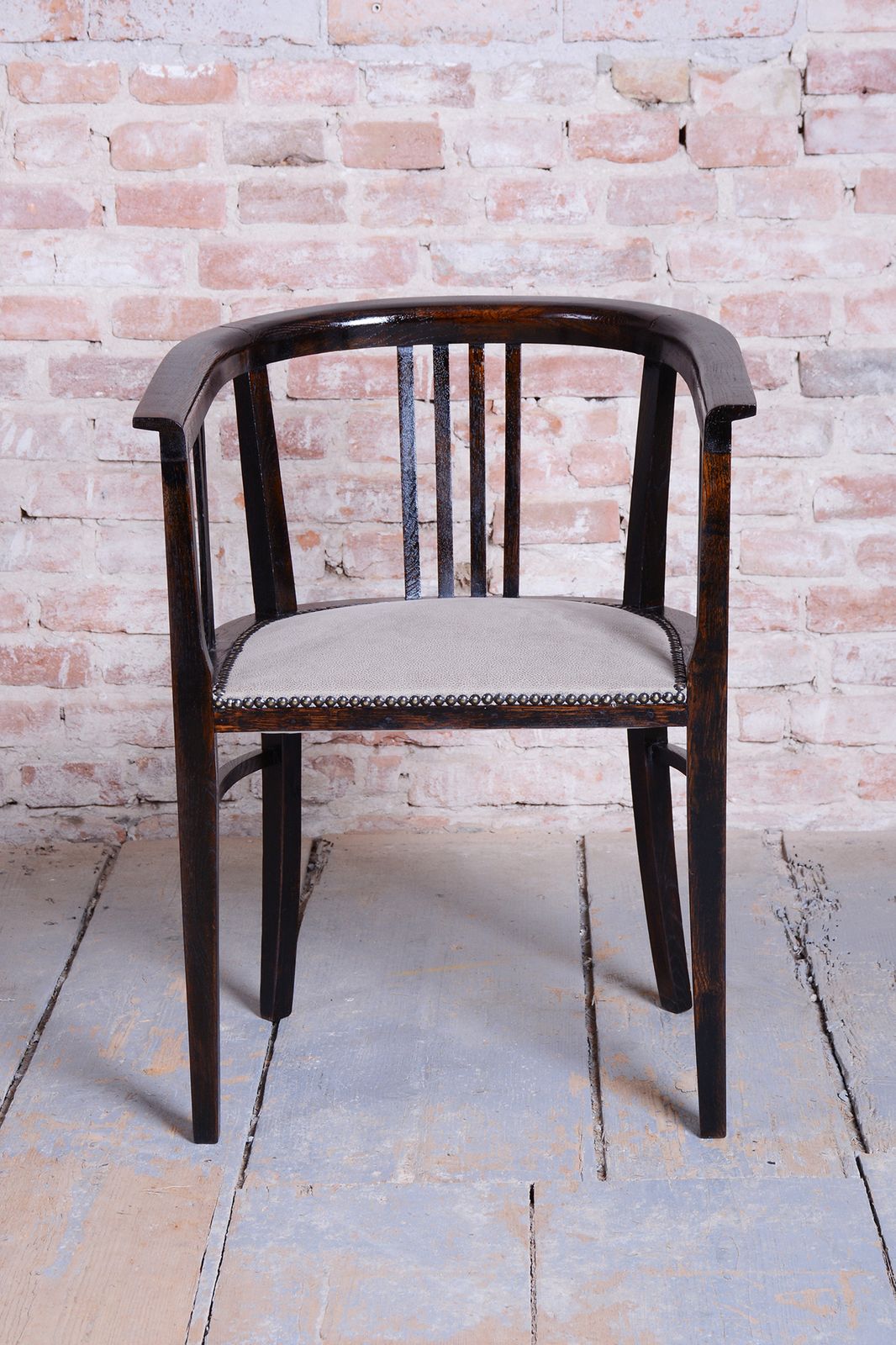 Restored Art Deco Armchair, Oak, Repolished, Reupholstred, Czech, 1920s photo furniture