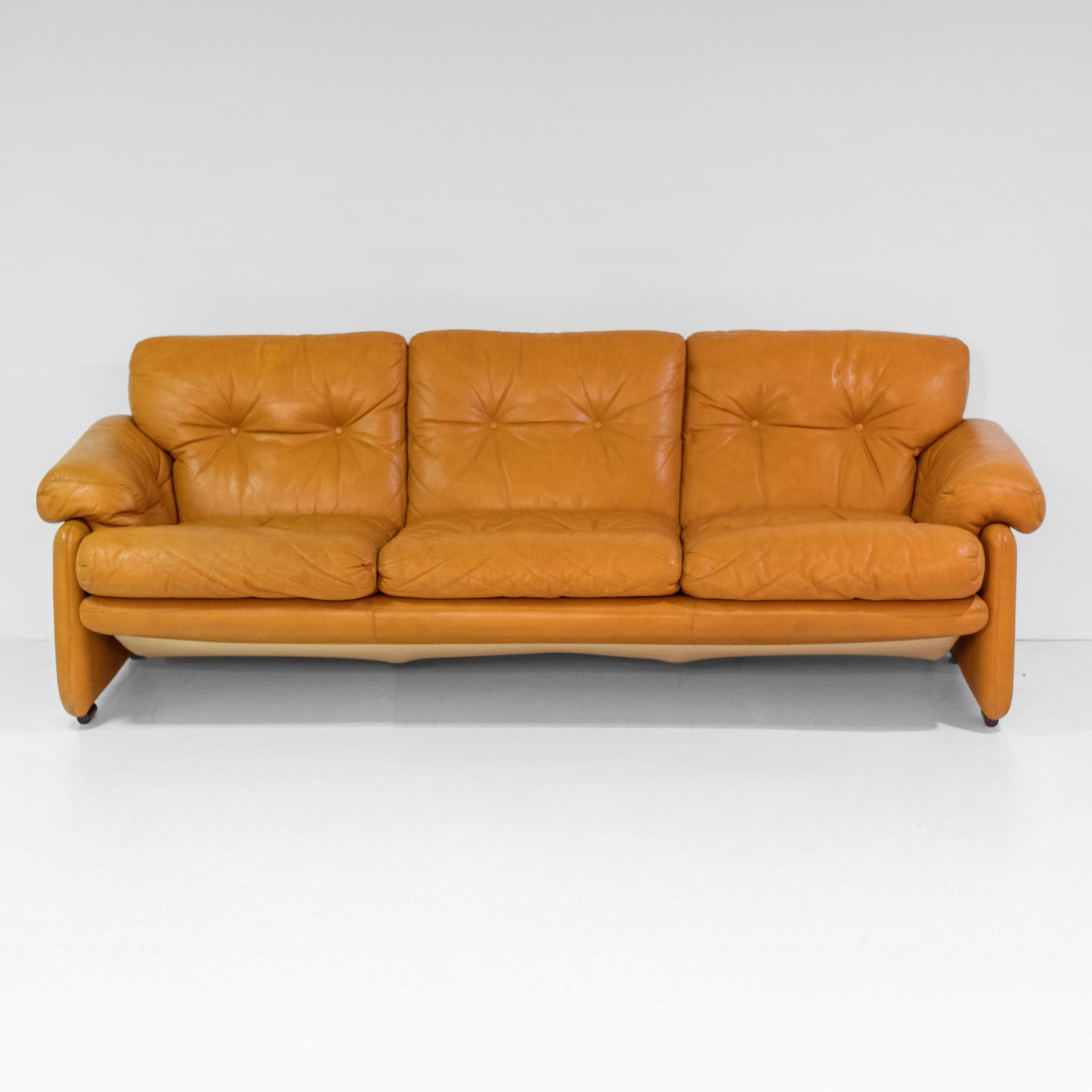 Vintage Coronado Brown Leather Living Room Set Tobia Scarpa Labeled C&B Italia photo furniture