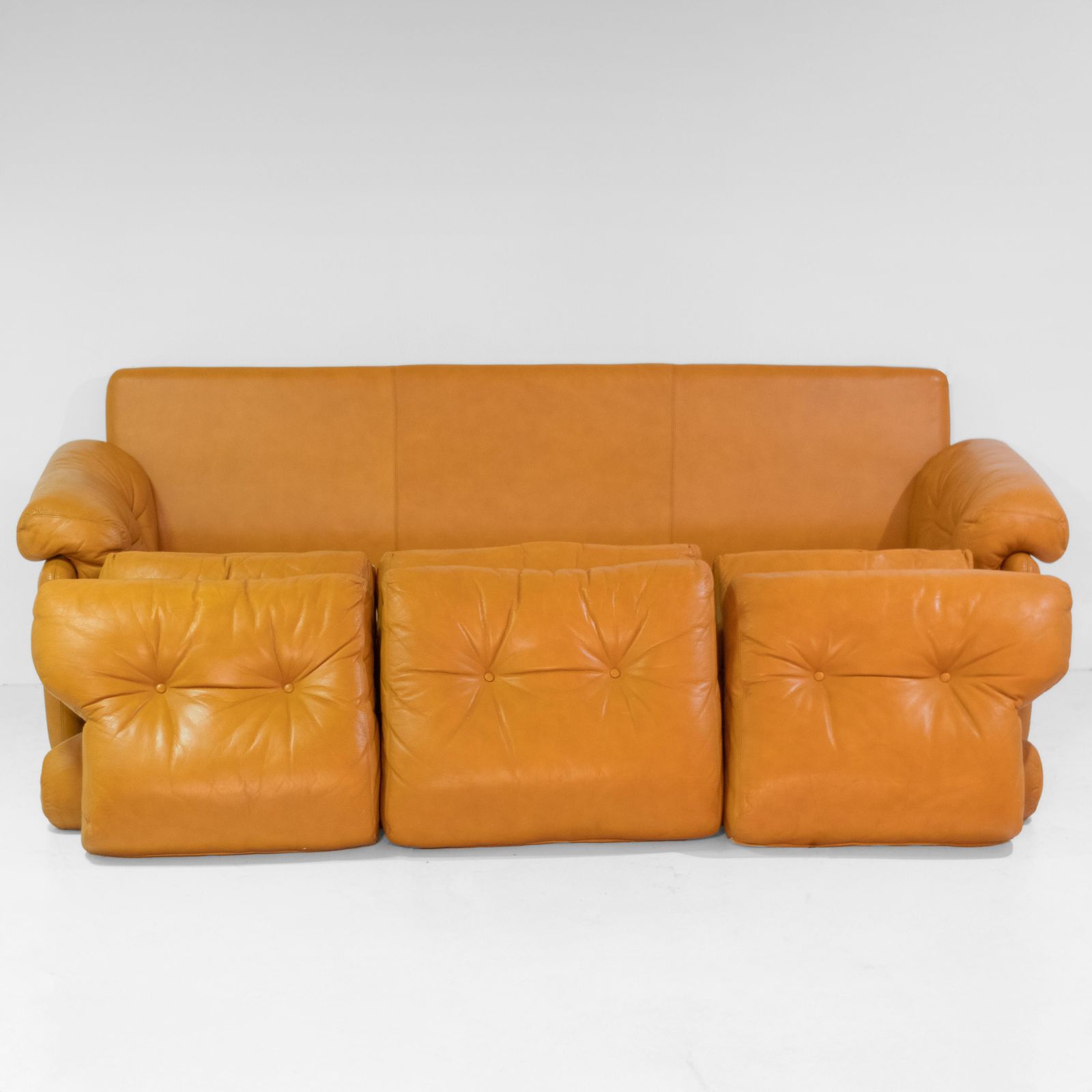 Vintage Coronado Brown Leather Living Room Set Tobia Scarpa Labeled C&B Italia photo for sale