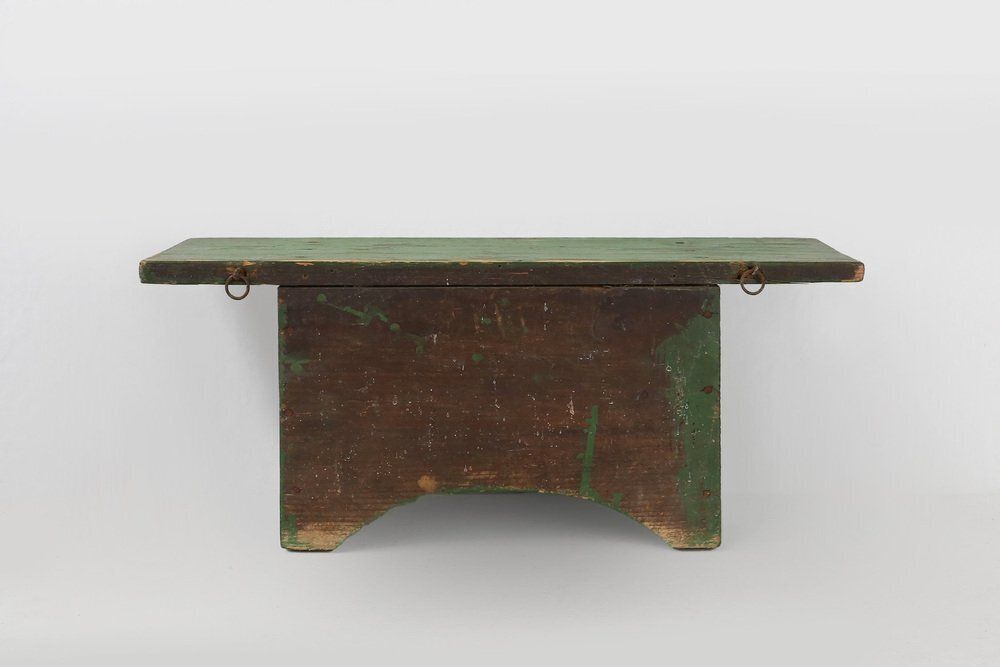 photo for sale Small Rustic Green Wooden Wall Unit With Shelves, France, 1880s