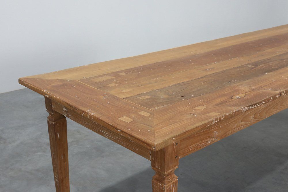 photo furniture Large French Provincial Farm Table In Elm Wood, France, 1850
