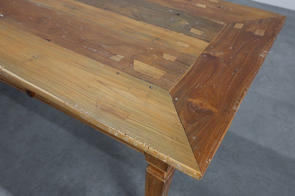 Furniture Large French Provincial Farm Table In Elm Wood, France, 1850 photo