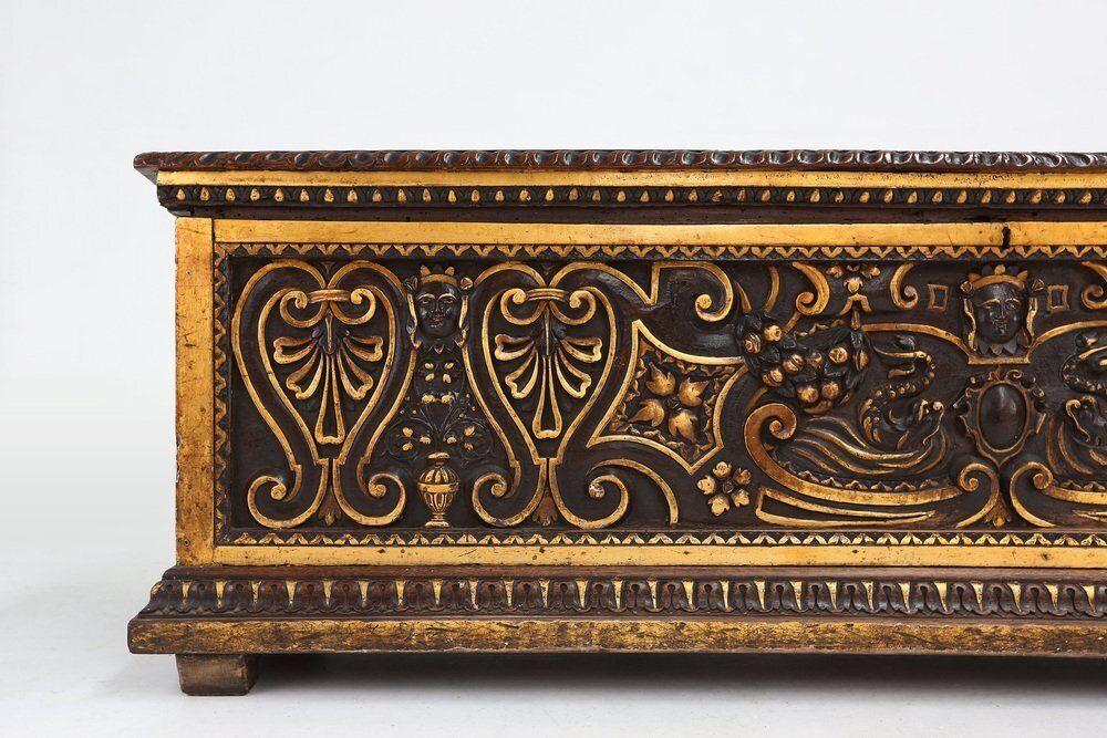 Venetian Carved And Polychroom Oak Chest photo Furniture