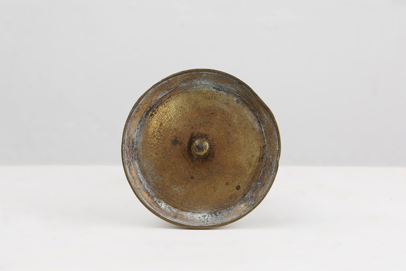 photo for sale Antique Flemish Copper Disc Candlestick, 15th Century