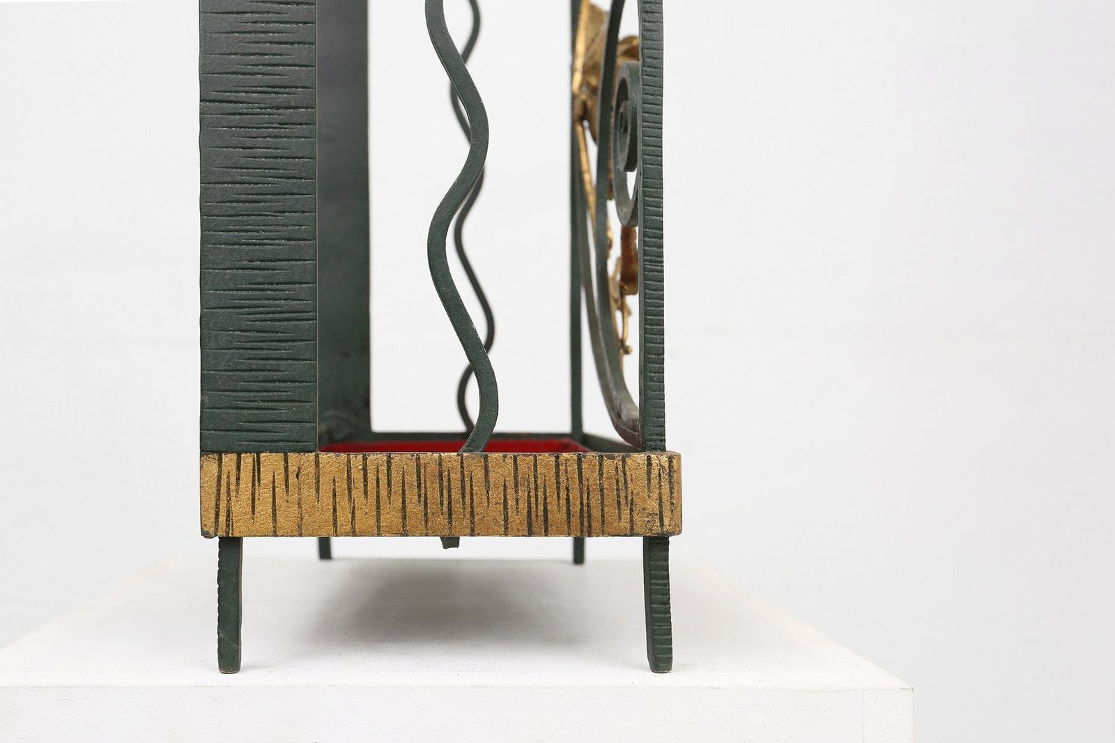 Home Decor Art Deco Wrought Iron Umbrella Stand With Floral Decoration, France, 1930s photo