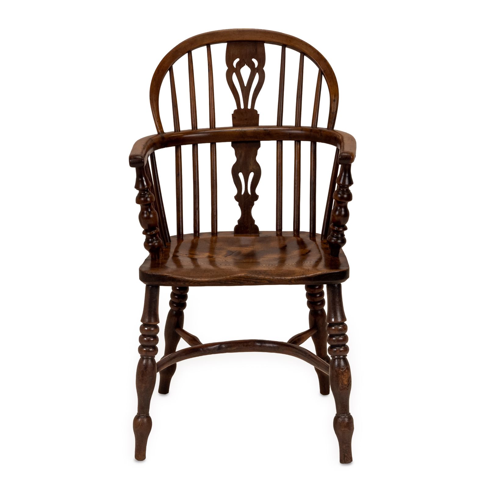 Matched Set Of Six Early 19th Century English Yew & Elm Windsor Armchairs With Crinoline Stretchers, C.1820–1840 photo vinterior