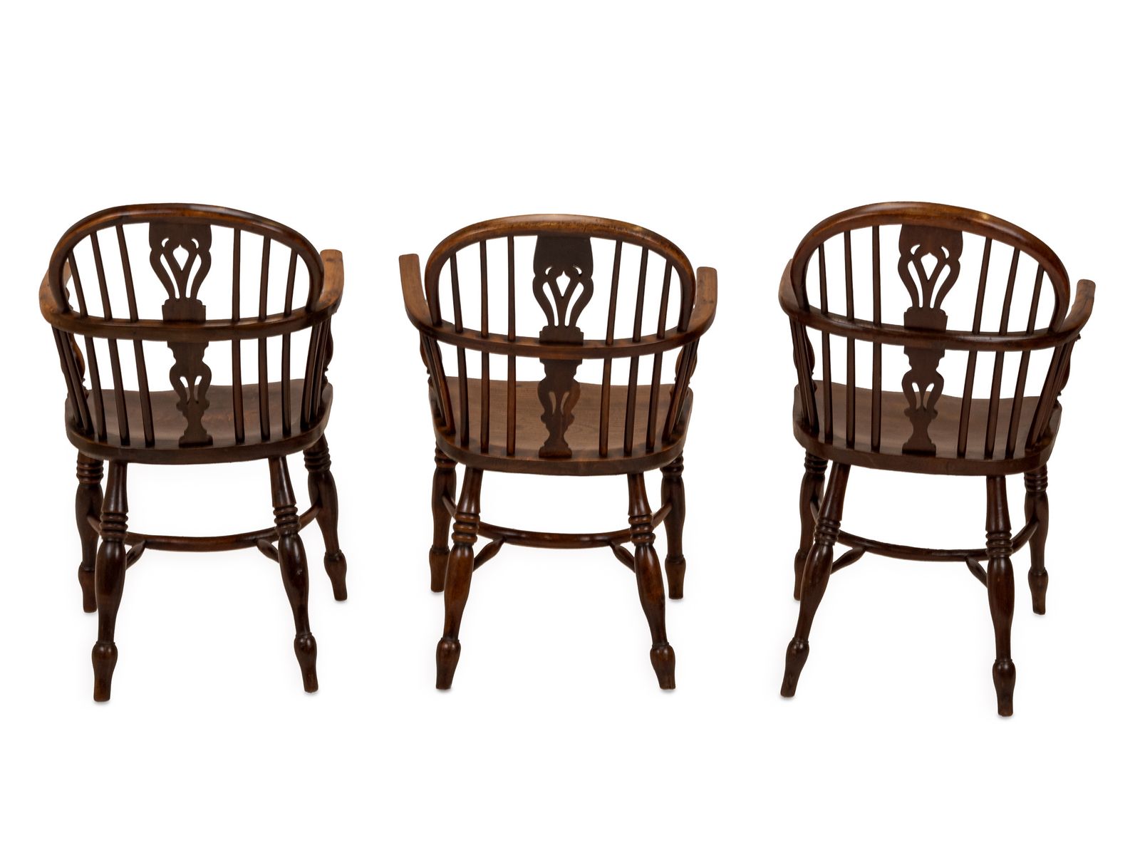 5250.0 Matched Set Of Six Early 19th Century English Yew & Elm Windsor Armchairs With Crinoline Stretchers, C.1820–1840 photo