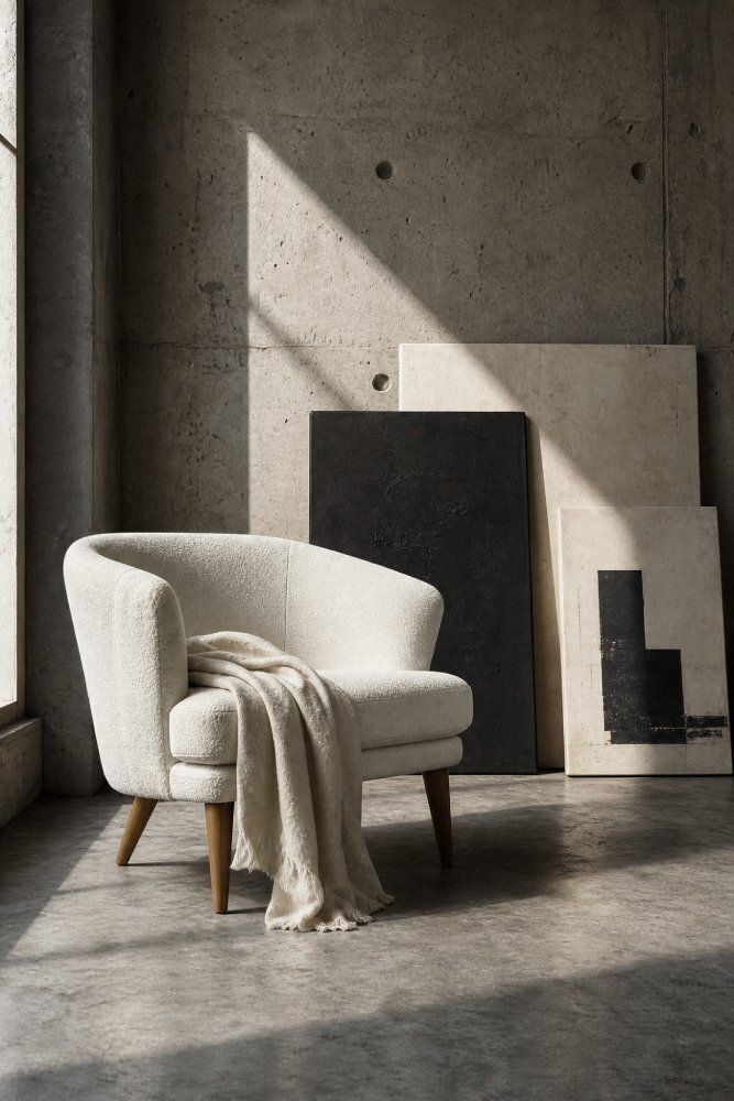 Mid-Century Scandinavisch Modern Eiken en Stoffen Fauteuil met Ronde Rugleuning, jaren 1960 photo vintage