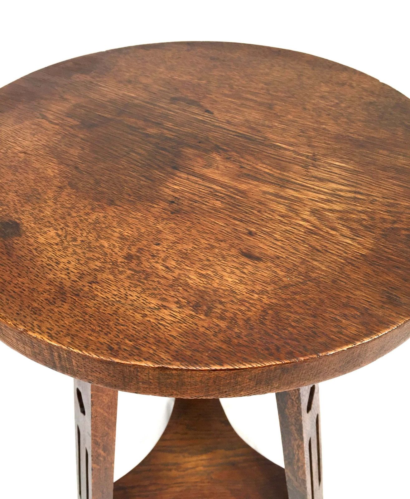 Antique Oak Wooden Carved Arts & Crafts Side Lamp Table / Plant Stand C.1930 photo vinterior