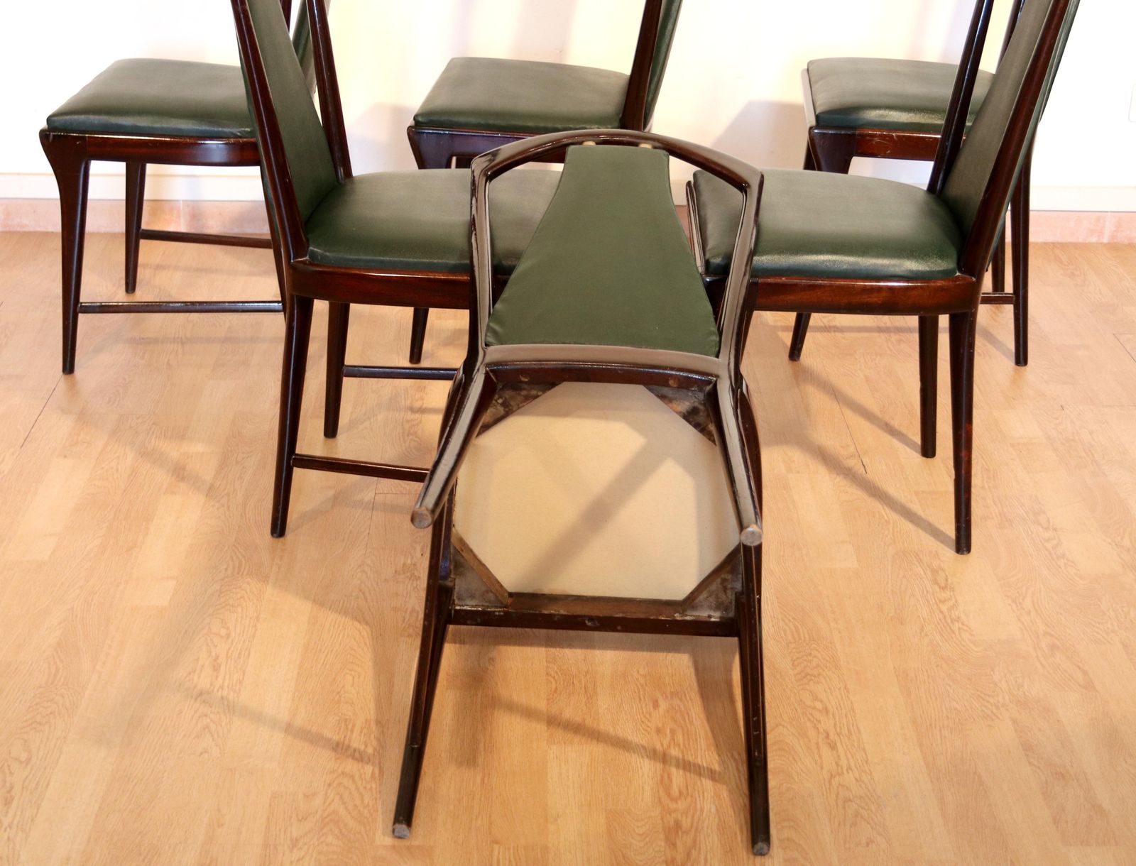 photo vintage Set Of 6 Mid Century Chairs By Osvaldo Borsani, Atelier Borsani Varedo