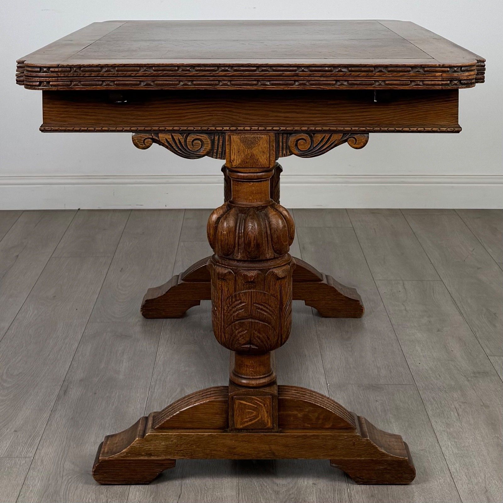 Antique 20th Century Edwardian Draw Leaf Dining Table In Oak ( Af 5701 ) photo Furniture