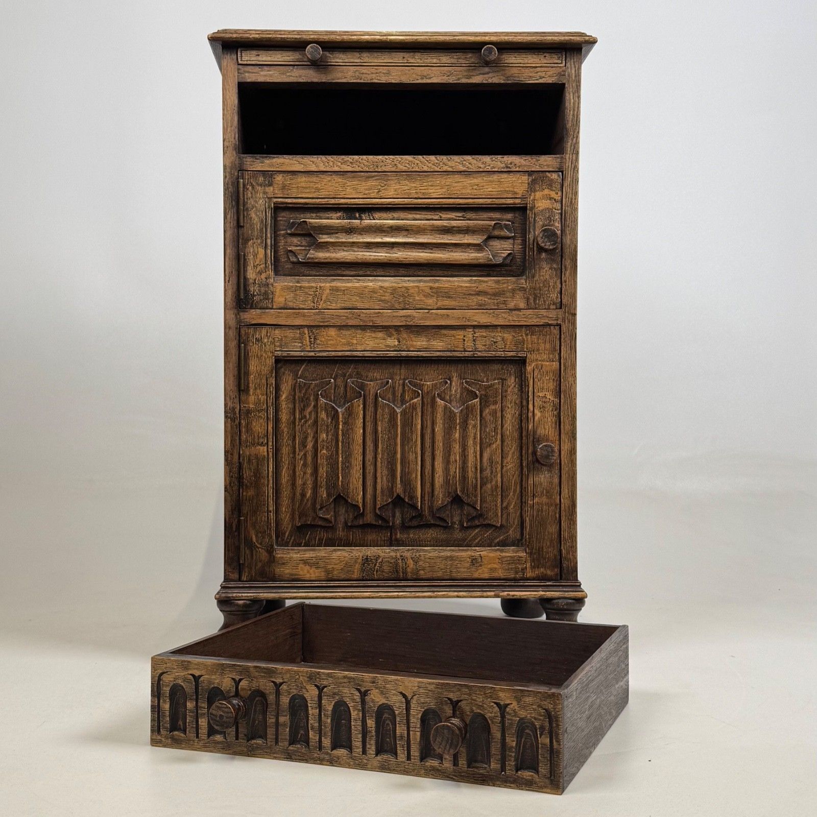 425.0 Antique 20th Century Small Edwardian Cabinet In Oak ( Af 5727 ) photo