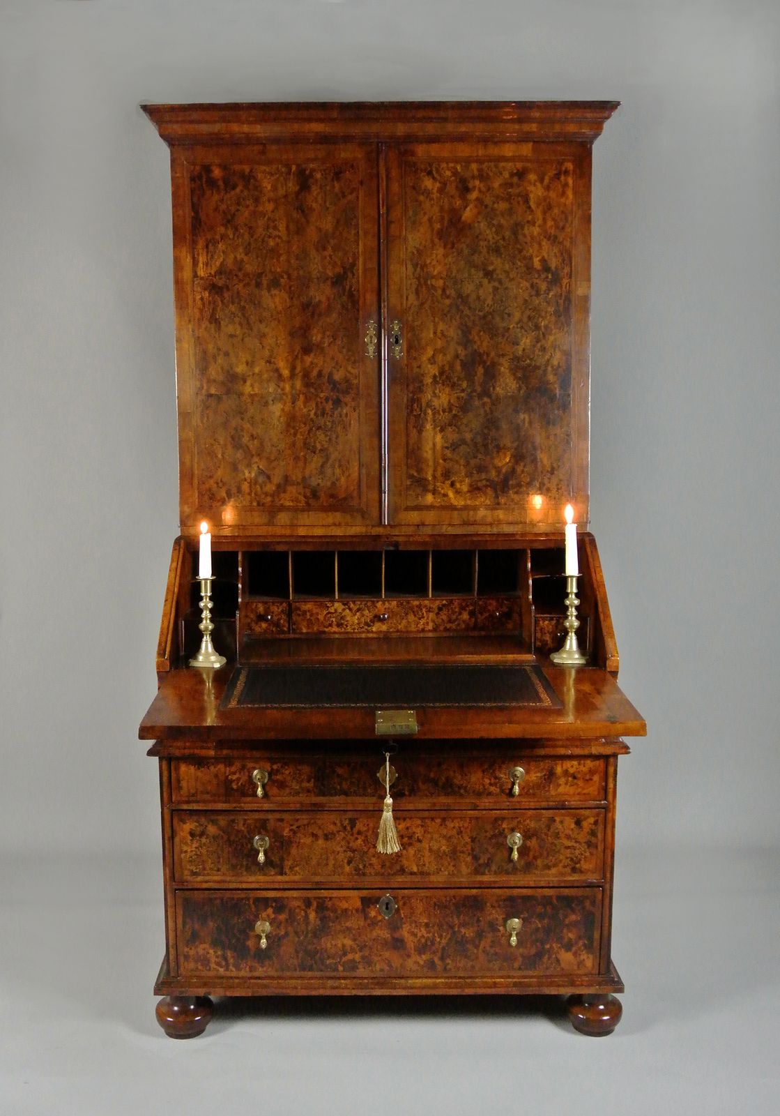 Exemplary George I Mulberry Bureau Bookcase C. 1720