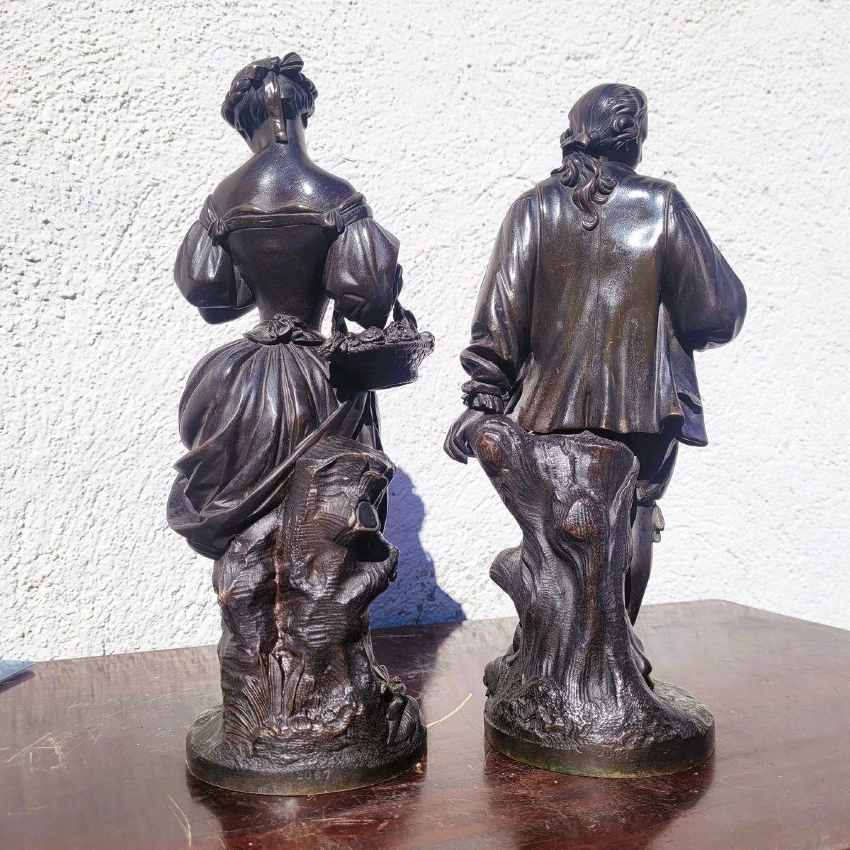 Bronze Couple Of Gallant Lovers, H 31cm, 19th Century photo for sale