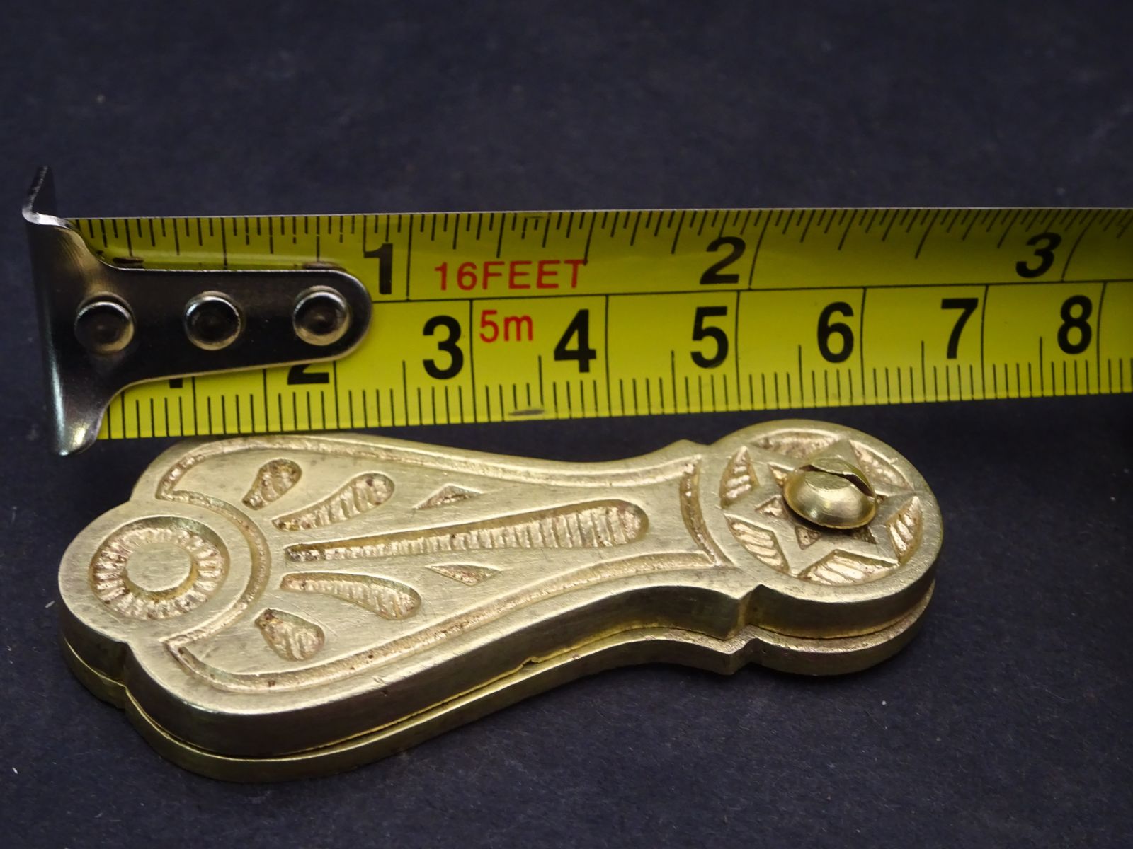 Antique Reclaimed Louis XVI Style Brass Escutcheon With Key Cover photo for sale