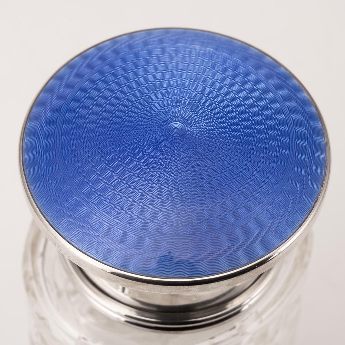Home Decor Antique Silver Mounted Guilloché Enamel Jar By Henry Perkins, 1929 photo