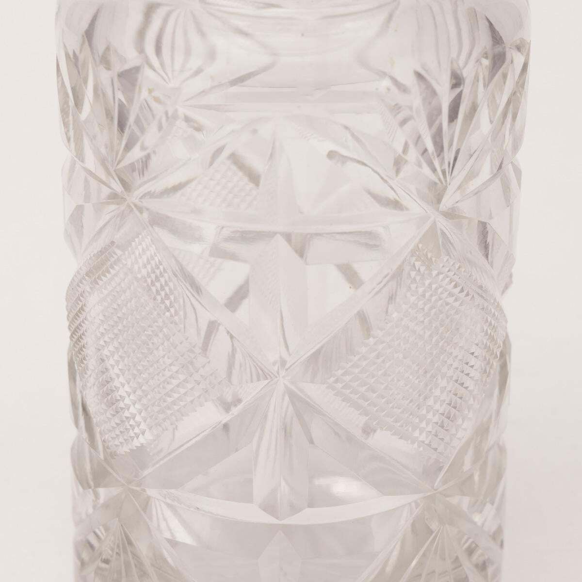 20th Century English Solid Silver, Guilloché Enamel & Cut Crystal Jar C.1927 photo vintage