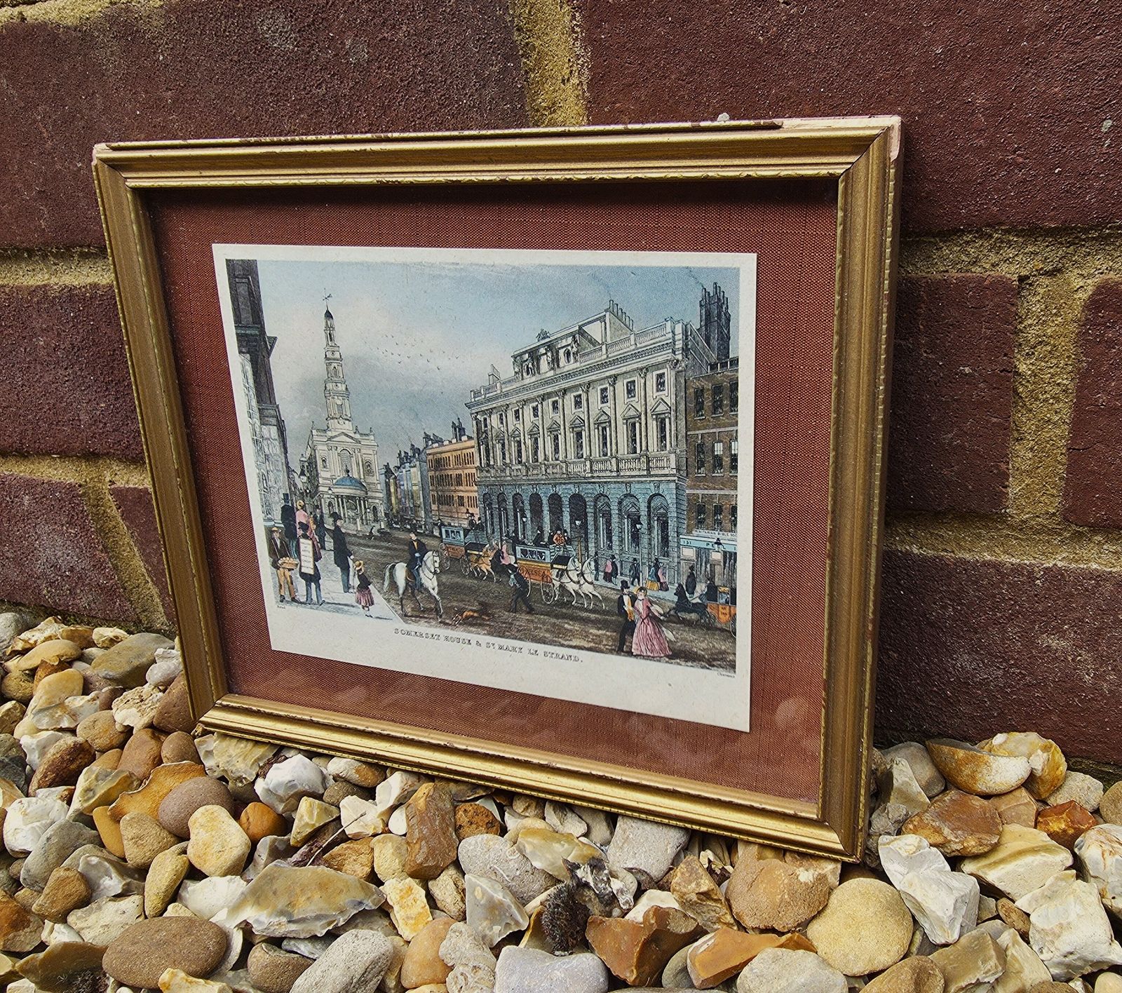 Small, Framed Repro Engraving Of Somerset House & St Mary Le Strand By S. Read photo Art