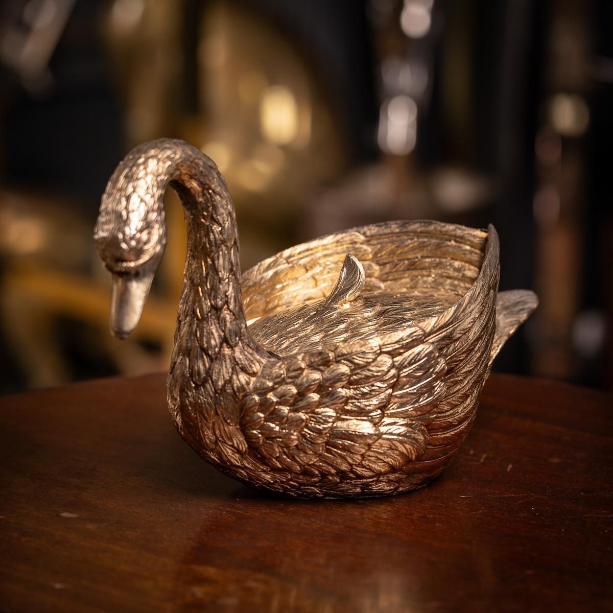 Gilded Swan Ice Bucket By Mauro Manetti, Mid Century Italian Design photo furniture