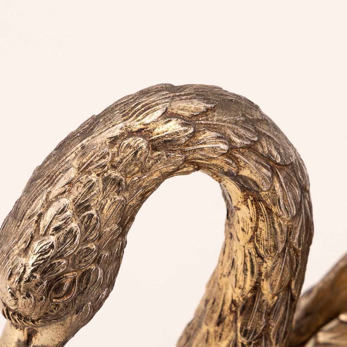 photo for sale Gilded Swan Ice Bucket By Mauro Manetti, Mid Century Italian Design