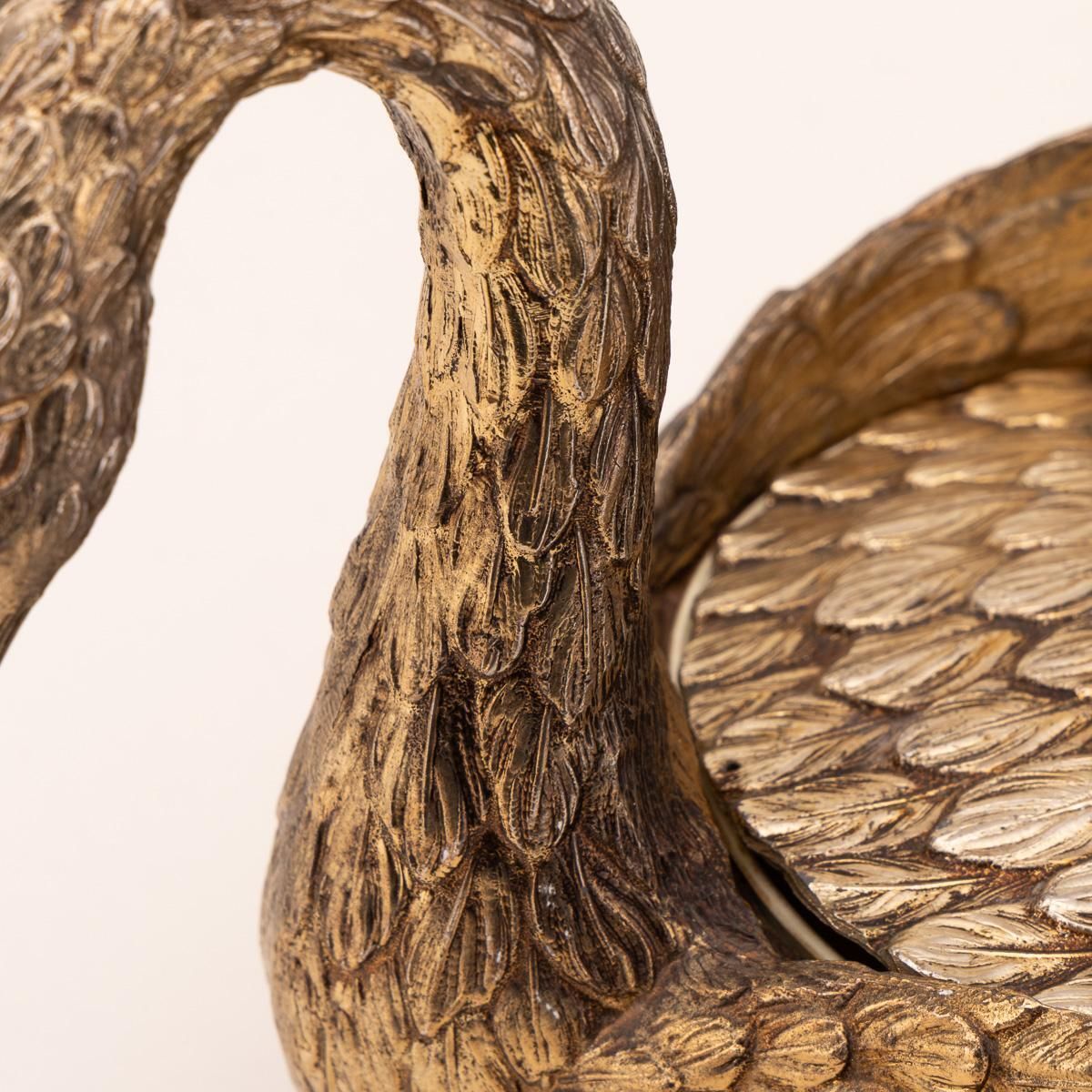 Home Decor Gilded Swan Ice Bucket By Mauro Manetti, Mid Century Italian Design photo