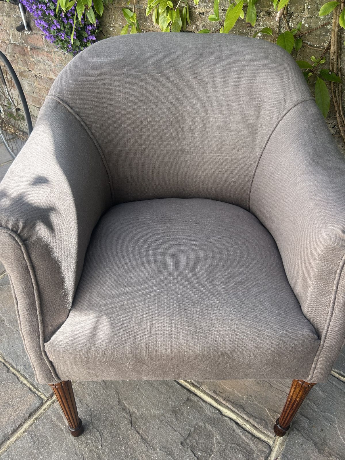 Pair Of Antique French Tub Chairs With Fluted Legs And New Upholstery photo 1495.0