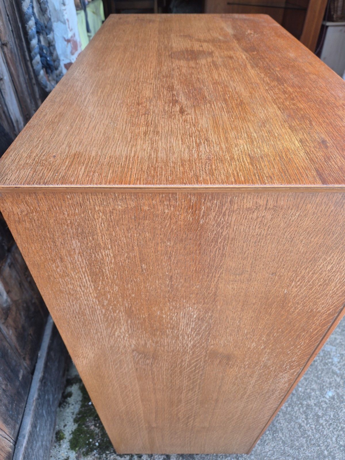 photo vintage Vintage Retro Midcentury Light Oak Tallboy Chest Of 6 Drawers By Lebus