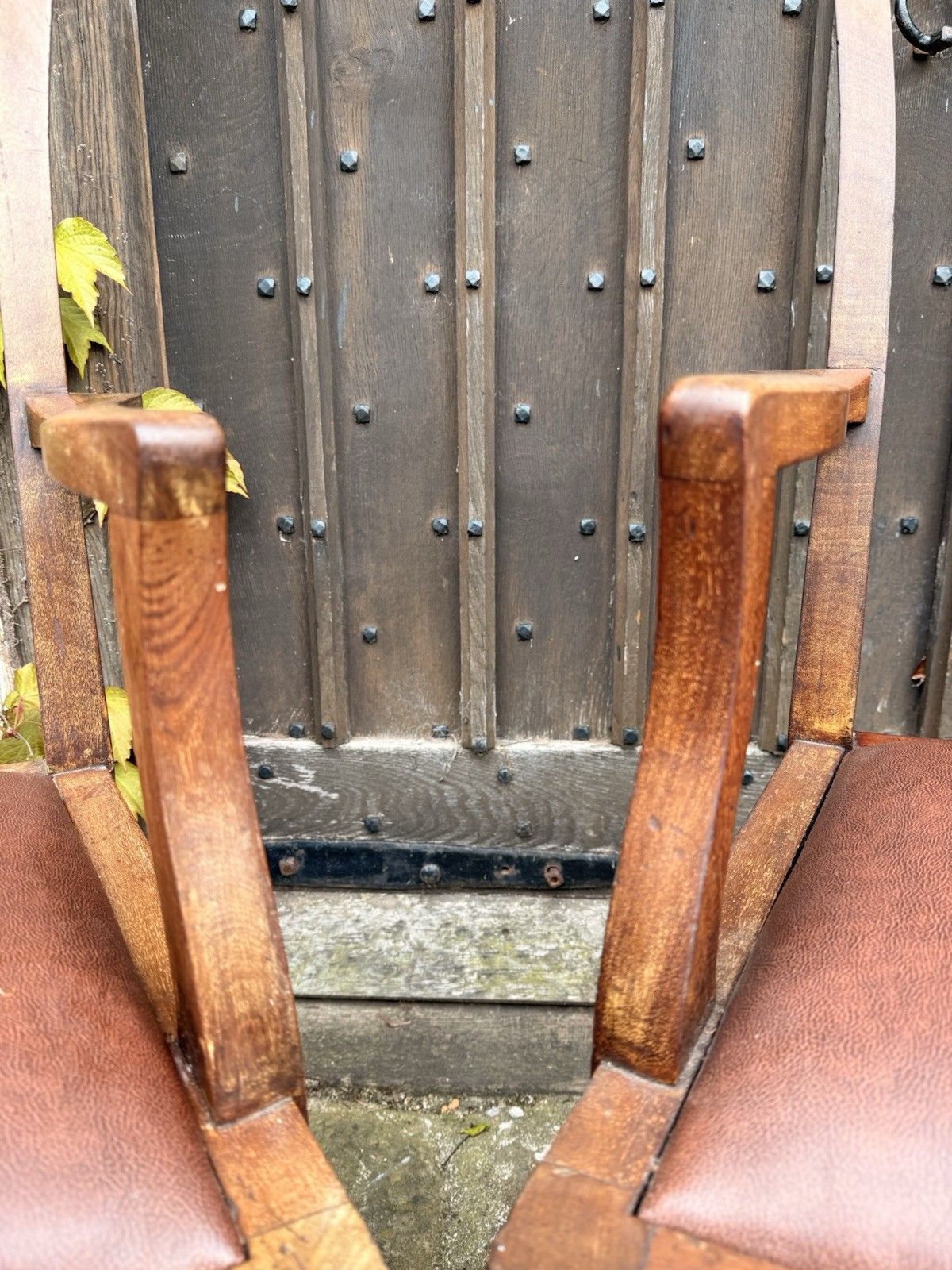 photo vinterior Set 8 Antique Mahogany Arts & Crafts Drop In Slat Back Kitchen Dining Chairs