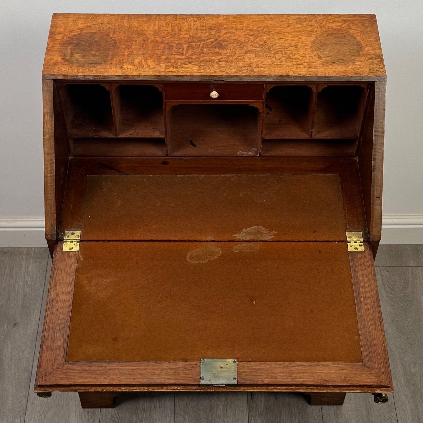 Furniture Antique 20th Century Edwardian Bureau In Golden Oak ( Af 5698 ) photo