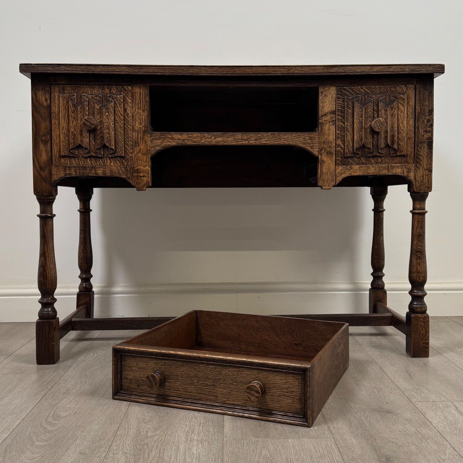 photo for sale Antique 20th Century Fine Quality Edwardian Desk In Oak ( Af 5733 )