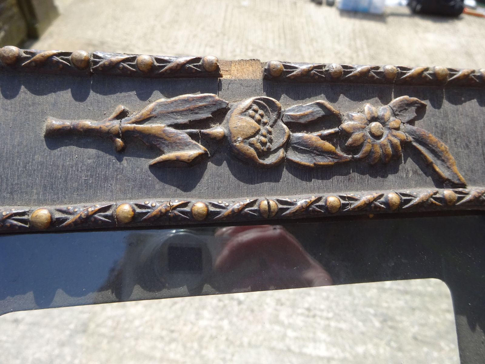 Reclaimed Late 1800s Arts & Crafts Frame, Original Glass, For Restoration photo for sale