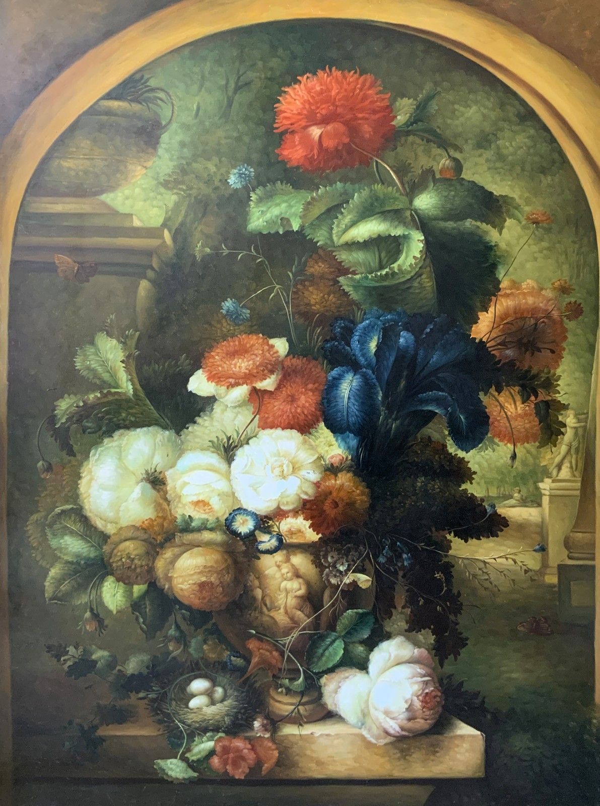 Huge Dutch Floral Still Life Oil Painting Old Master 18thc Style Antique 7ft photo furniture