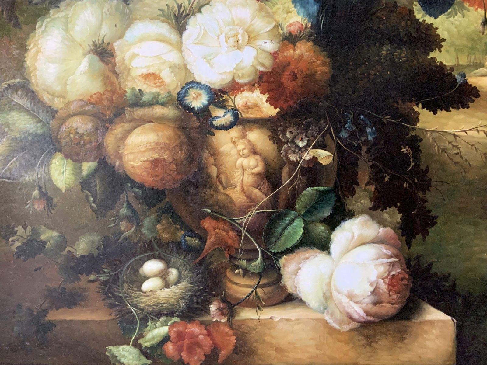 photo furniture Huge Dutch Floral Still Life Oil Painting Old Master 18thc Style Antique 7ft