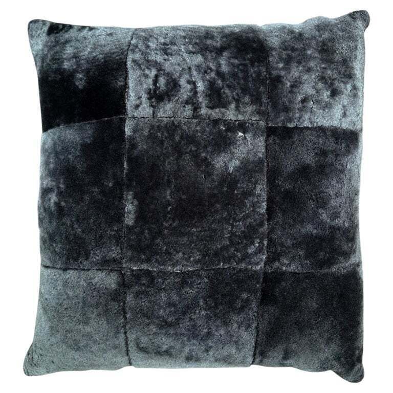Set Of 3 Black Shearling Cushions By Alma London, Spain, 2010