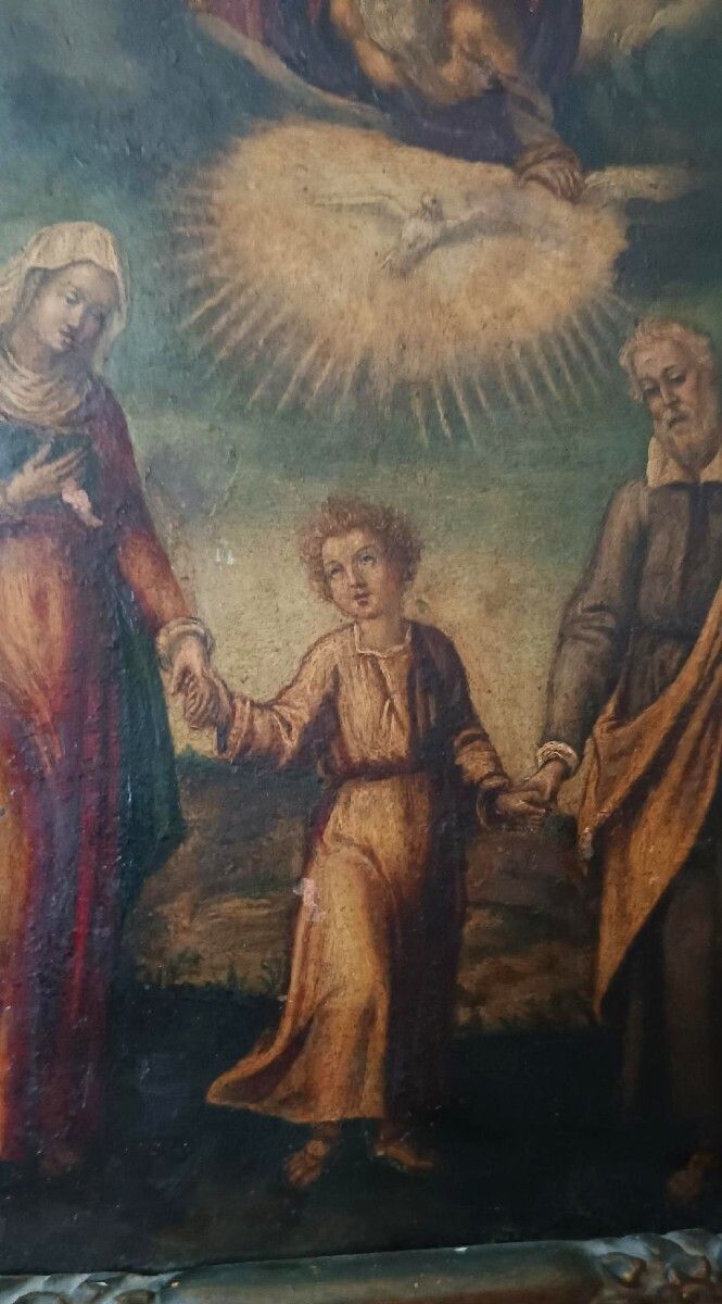 Antique Painting On Copper   Holy Family   18th Century photo Art