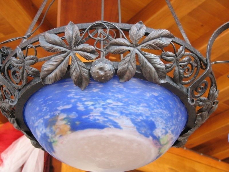 Art Deco Wrought Iron Chandelier 1930 photo furniture