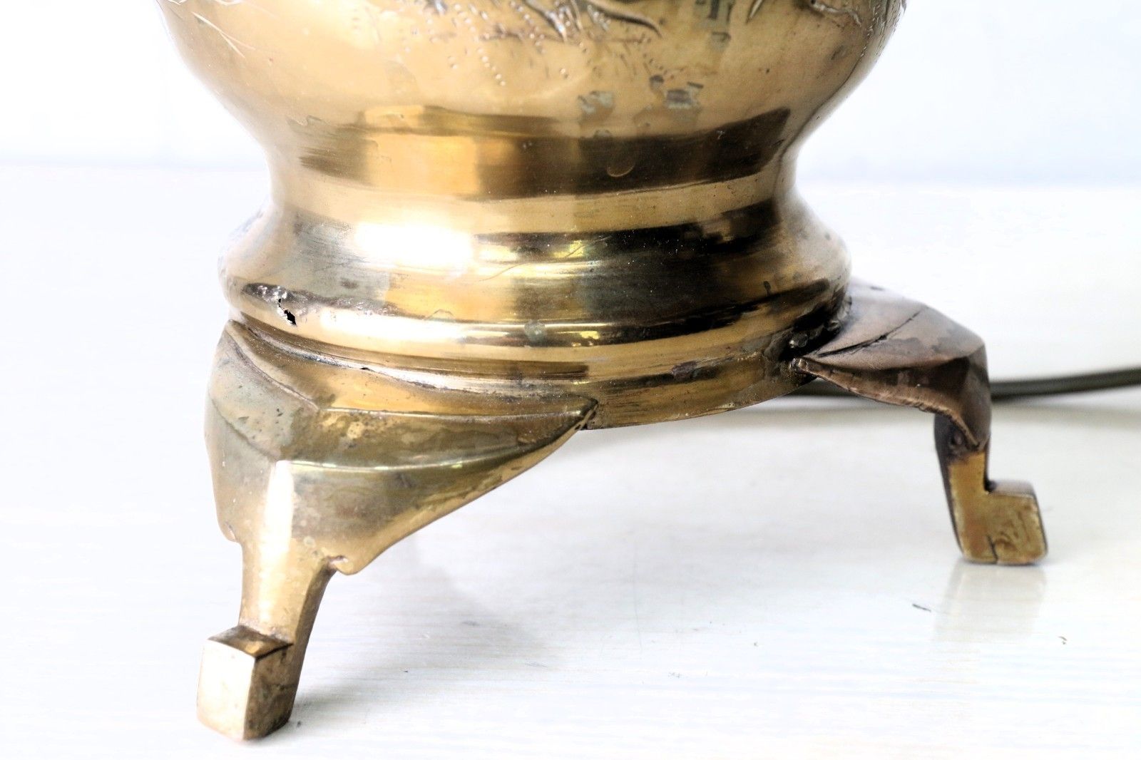 photo for sale Table Lamp Antique Japanese Lamp Bronzed Brass With High Relief Detailing