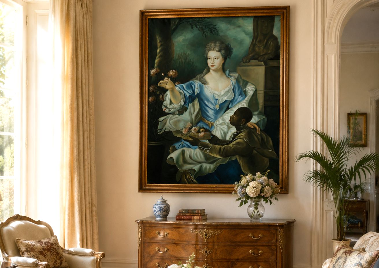 Large Magnificent Oil Portrait Painting 18thc Georgian Style Antique (1 Of 2) photo furniture