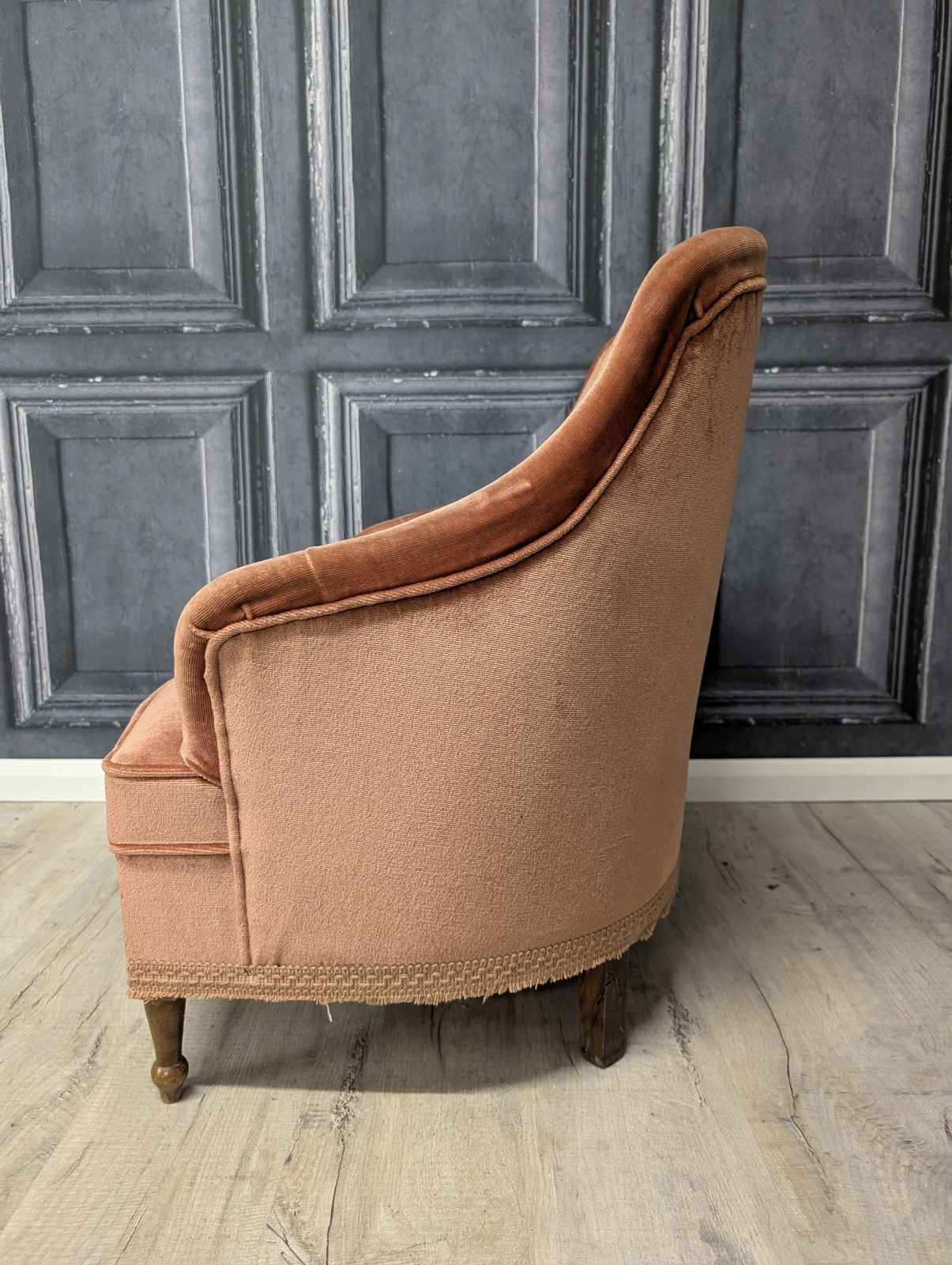 Antique French Napoleon III Crapaud Tub Chair In Terracotta Velvet, Circa 1870 photo Furniture