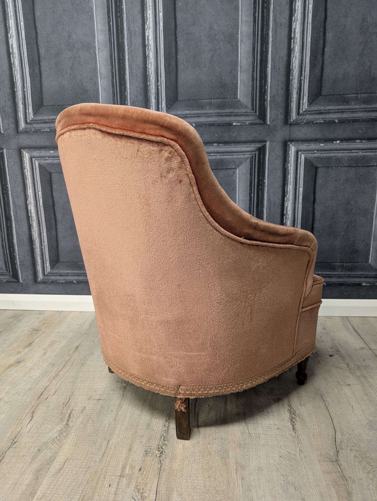 Antique French Napoleon III Crapaud Tub Chair In Terracotta Velvet, Circa 1870 photo 250.0