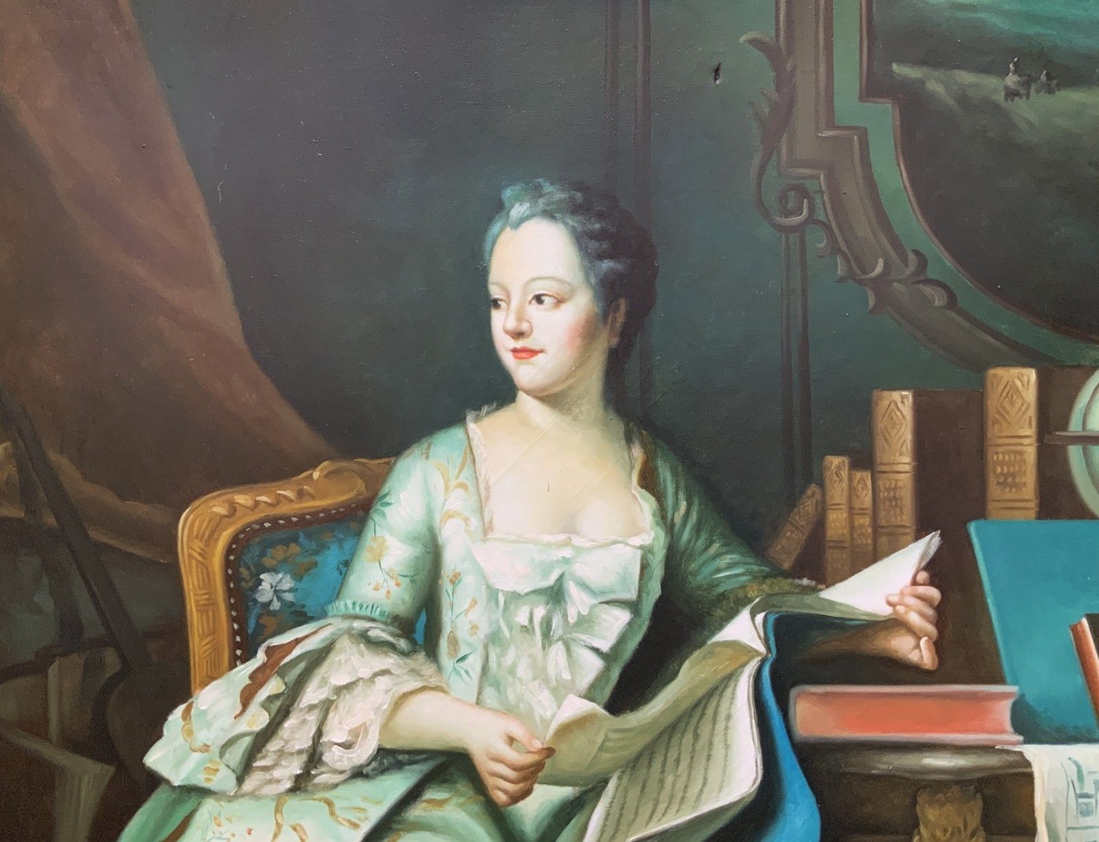 Large Magnificent Oil Portrait Painting 18thc Georgian Style Antique (2 Of 2) photo 1150.0