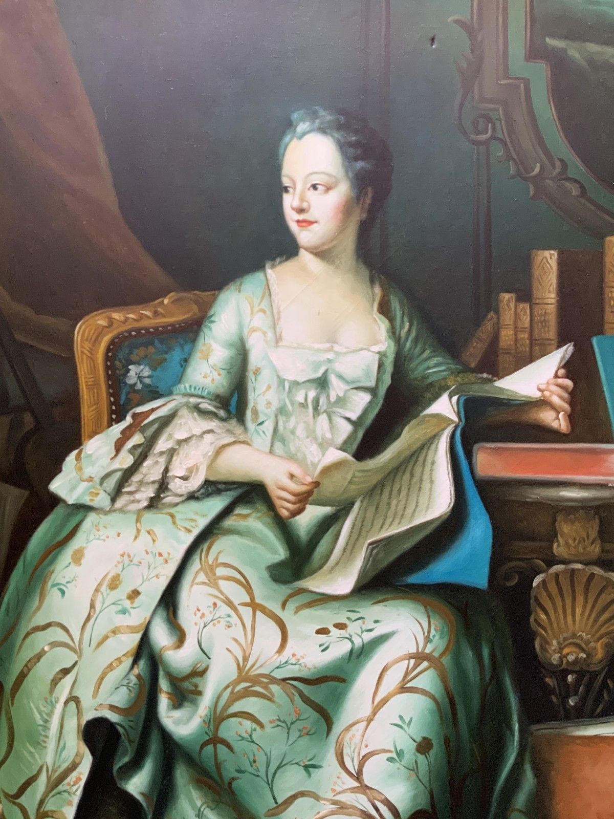 Large Magnificent Oil Portrait Painting 18thc Georgian Style Antique (2 Of 2) photo vintage