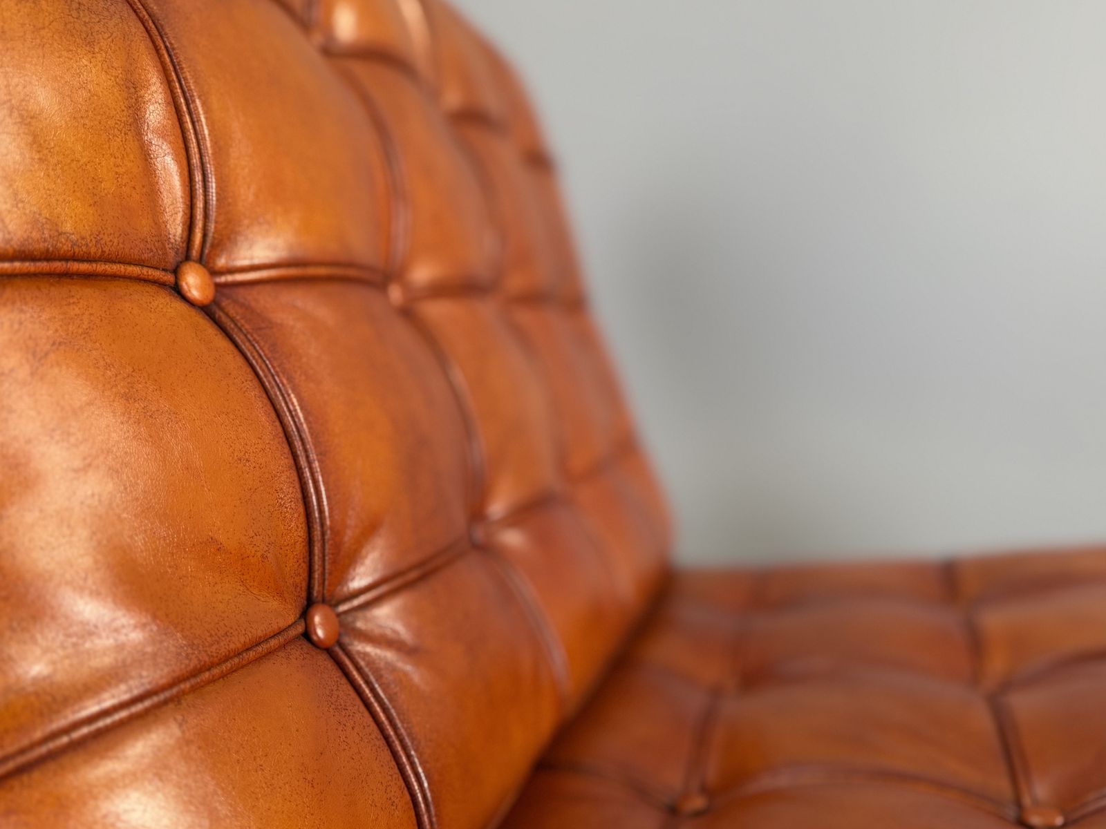 photo buy Barcelona Chair Leather Lounge Brown Tan Cognac Accent Chair Bauhaus Statement Armchair