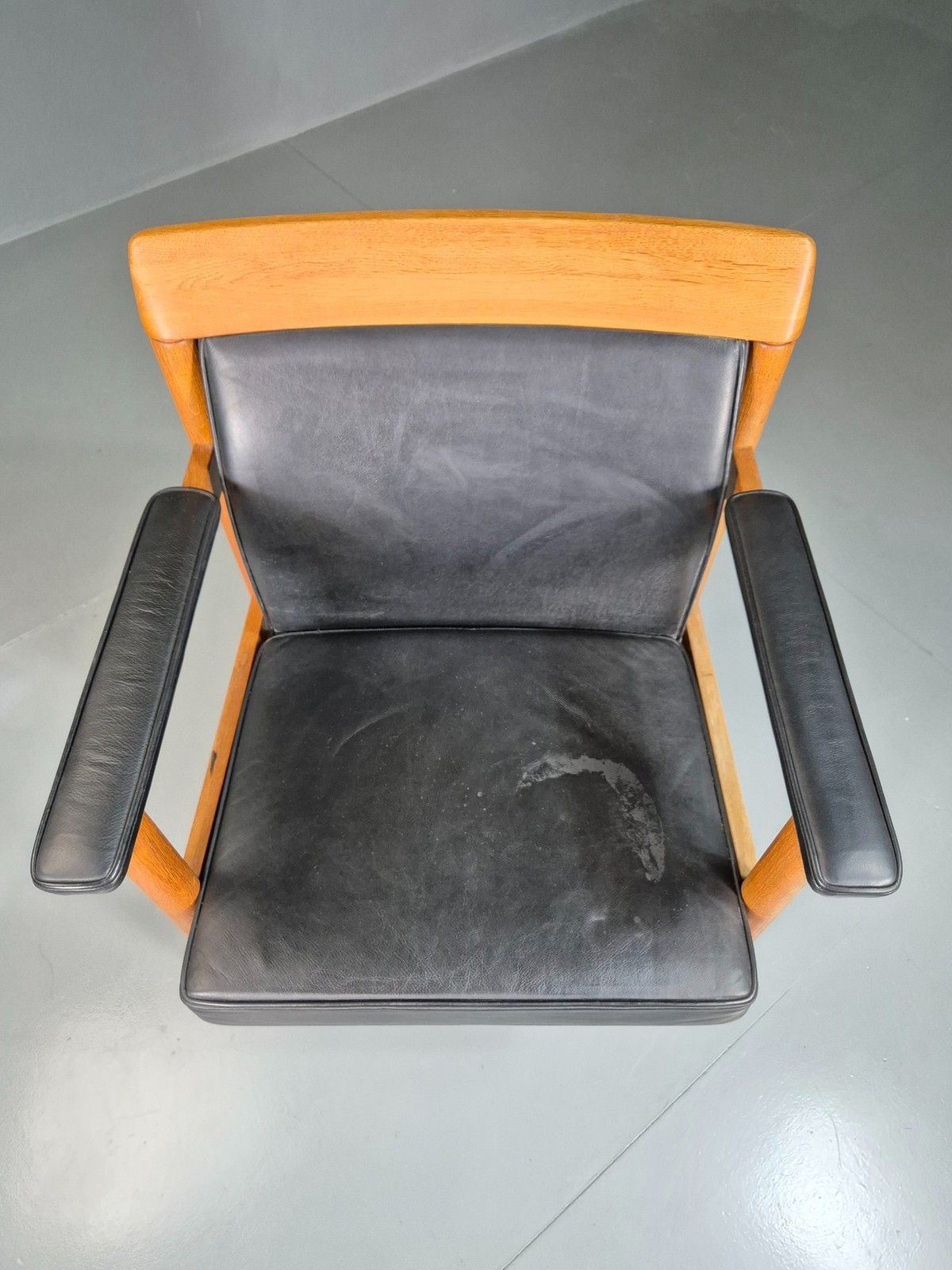 Vintage Mid Century Elbow Desk Chair Swedish 1960s Black Leather Retro Eb07001 photo furniture