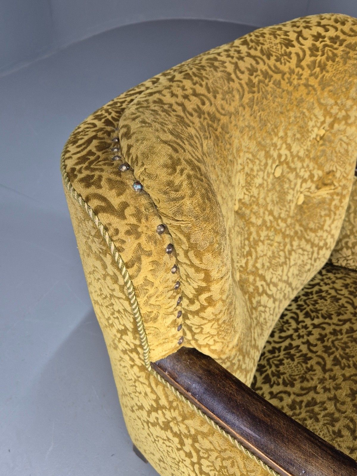 Antique Danish Floral Mustard Colour Armchair 1920s Wood Frame Eb08975 photo 250.0