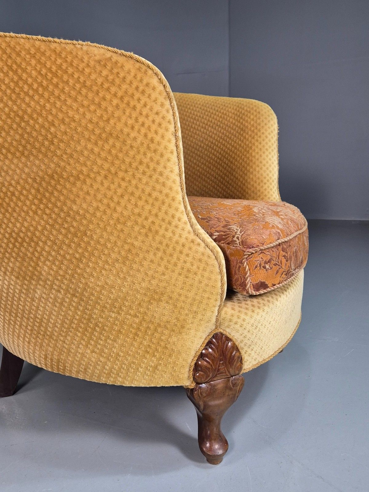 375.0 Antique Danish Art Deco Lounge Chair Tub Form Yellow 1920s Eb08052 photo