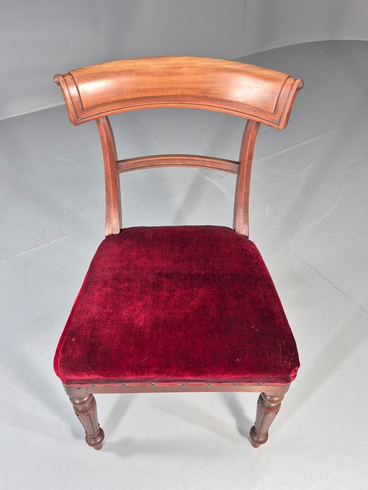 Antique William IV Mahogany Dining Chair Red Velvet Upholstery 1830 Eb11224 Vdin photo for sale